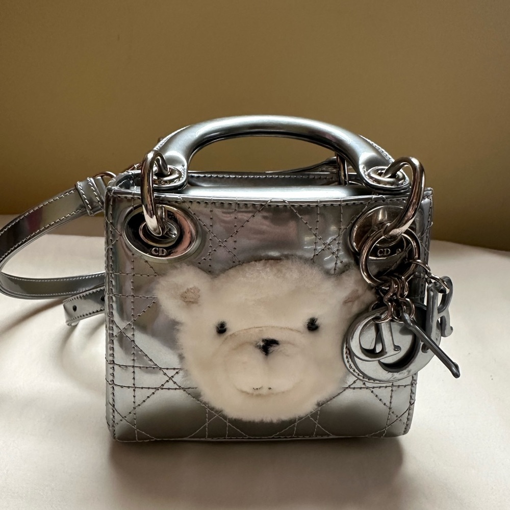 Rare Christian Dior Silver Nano Lady Dior Baby Dior Bag